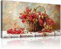 hyidecorart Large Canvas Print Wall Art Rustic Dining Room Artwork For Walls Still Life Bamboo Basket And Fruit Vintage Wall Decor Modern Pictures For Living Room Kitchen Bar Paintings Ready To Hang