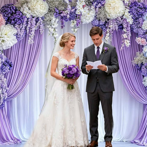 10x6ft Flower Photo Backdrop Floral Purple Photography Background White Curtain Spring Wedding Baby Shower Girl Princess Birthday Party Supplies Photo Studio Props