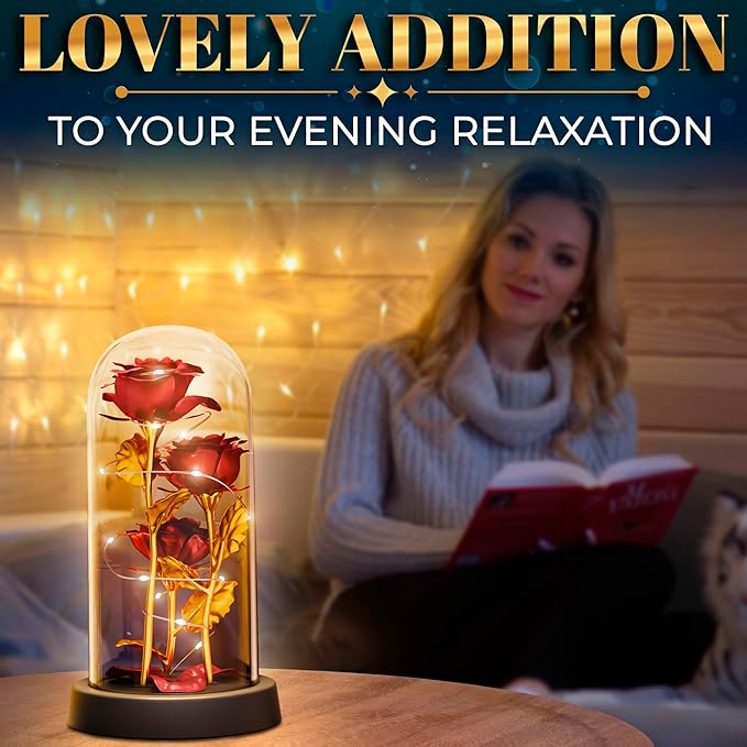 KETAR Rose in Glass Dome – LED Glass Rose Flower Lights, Romantic Flowers Roses for Home Decor, Christmas & Birthday Gifts for Women | Gifts for Mom, Grandma, & Girlfriend – Elegant Lighting Solution