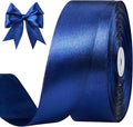 1-1/2 Inches 100 Yards Dark Blue Satin Ribbon, Solid Fabric Ribbon Roll for Flower Bouquets, Gift Wrapping, Wedding, Handmade Crafts