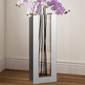 Large Floor Vase, 23.74“ Tall Mirrored Vase Glass for Floor Silver Rectangular Decorative Vases Modern for Luxury Living Room Hallway Corner Decor