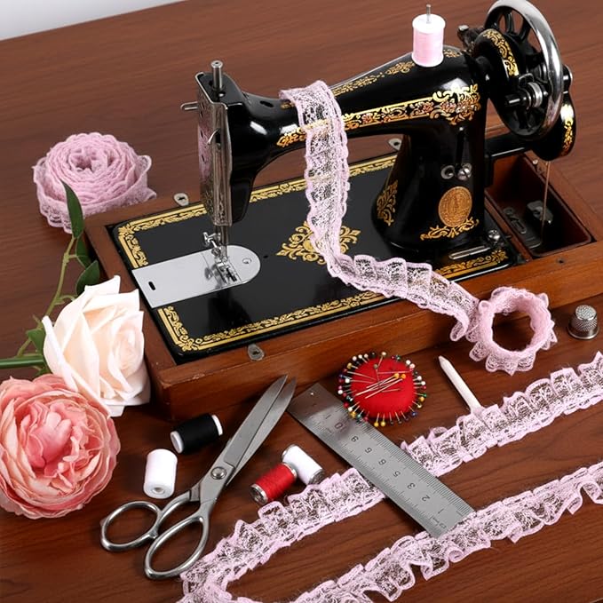 10 Yards Pleated Organza Pink Lace Edge Gathered Mesh Trim Ribbon 0.9 Inches Vintage Edging Trimmings Fabric Laces Trim Sewing Crafts Lace for Gift Wrapping Dress Decoration Wedding Bouquet