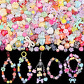 Assorted Acrylic Beads, 200-260PCS Mixed Colors Cute Beads for Bracelet Making, GummyBear Bow Flower Kawaii Charms for Jewelry Making DIY Necklace Keychain Phone Charm Christmas Gift