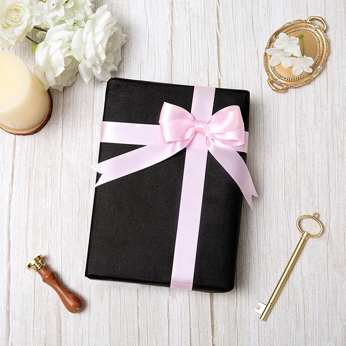 Pink Double Face Satin Ribbon 1 Inch x 45 Yards White Fabric Ribbon for Gift Wrapping, Flower Bouquets, Hair Bows Making, Wedding Decoration, Invitation Cards, Christmas (3 Rolls *15Yd)