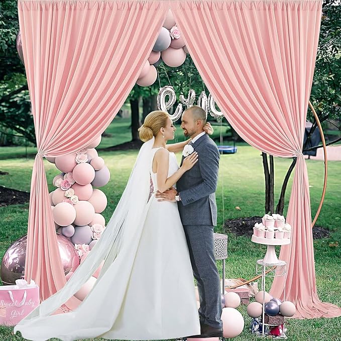 10 x 10 Feet Blush Pink Backdrop Curtain for Partie, Background Curtains for Photoshoot, Birthday, Wedding, Halloween, Thanksgiving, Christmas, New Year Party Decorations 5Ft x 10Ft, 2 Panels