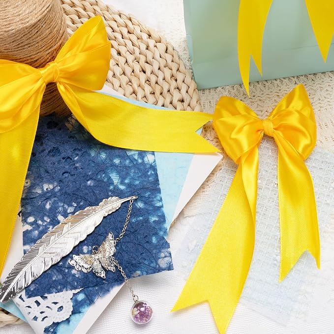 XSEINO 110 Yards Ribbon,1 1/2 Inch Golden Satin Ribbon for Flower Bouquet, Gift Wrapping, Ribbons for Crafts, Hair Bows Making, Wedding Party Decoration, Sewing, Invitation Cards, Christmas, Wreath
