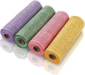 Chuangdi 4 Rolls Easter Poly Burlap Mesh Poly Burlap Deco Ribbon Mesh Roll for Spring Summer DIY Flower Wreath Garland, 10 Inch