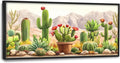 Western Cactus Succulents Large Decor Wall Art Framed Pictures for Living Room, Desert Landscape Oversized Canvas Print Painting Modern Extra Large Framed Artwork for Bedroom Office 60"x30"