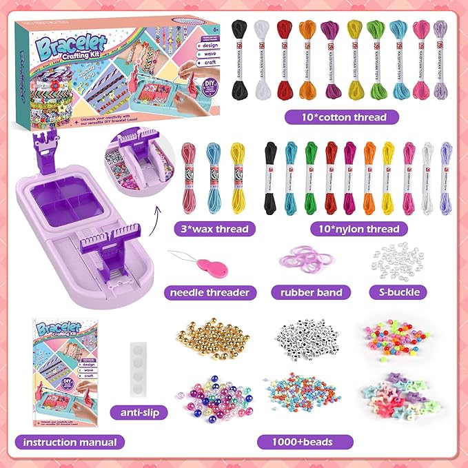 IFLOVE Arts and Crafts for Kids Ages 8-12,Friendship Bracelet Making Kit for Girl,DIY Arts and Crafts Maker for Kids,Jewelry Making Kit Christmas Gifts for Ages 6 7 8 9 10 11 12 Year Old (Purple)
