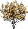 Mandy's Gold Artificial Baby’s Breath European Flowers 15 Bundles Silk Gypsophila with Bendable Stems for Fall Thanksgiving & Christmas Centerpiece Wedding Decor and Table Arrangements