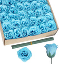 Light Blue Roses Artificial Flowers,30PCS Fake Glitter Roses with Stem for Wedding Bouquet Party Christmas Home Decor(Light Blue)