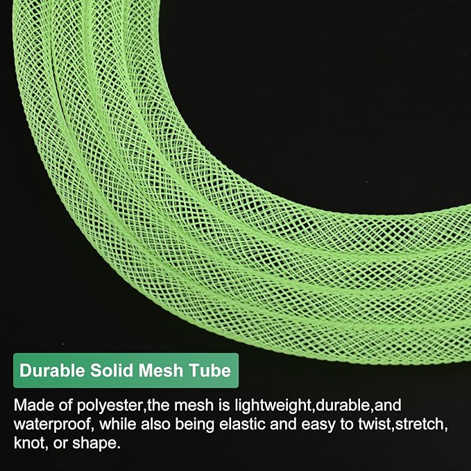 Mesh Tube Ribbon 25 Yards, 6mm Elastic Fabric Ribbons Mesh Tubing for Crafts/Gift Wrapping/Flower Bouquets/Wedding/Birthday/Holiday/Wreaths Christmas/Decoration[Light Green]