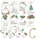 AuroTrends Christmas Gift Tags with String 48Pcs, Name Tags for Christmas Presents -Quality Christmas Tags with Holes& Pre-Cut Strings (8 Styles, 48 Pcs)