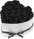 Flowers for Delivery-16 Black Forever Real Roses in a Box, Preserved Rose Gifts for Her, Birthday Anniversary Mothers Day Valentines Day Flower Gifts for Women, Mom, Get Well, Sympathy