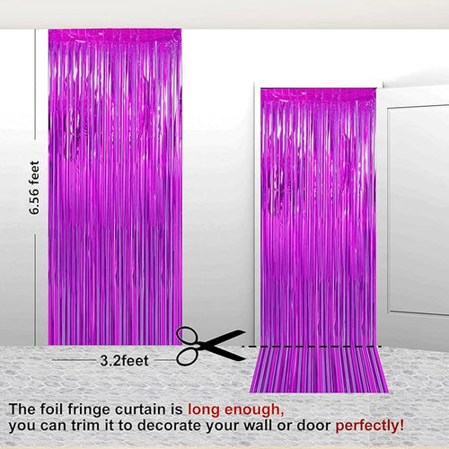 2 Pack 3.28 ft x 6.56 ft Rose Red Tinsel Curtain Party Backdrop Decorations, Metallic Foil Fringe Backdrop Door for Halloween, Christmas, Birthday Graduation Wedding Party Streamers Photo Backdrop.