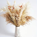 Dried Flower Bouquet (No Vase) | 17'' Mini Boho Floral Arrangement - Pampas, Bunny Tails, Baby's Breath & More Natural Dried Flowers – Home Wedding Decor, Centerpiece