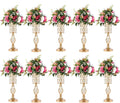 Set of 10 Metal Crystal Wedding Centerpiece Vases for Tables, 20in Silver Trumpet Flower Vase Stands for Wedding Party Reception Dining Room Living Room Décor