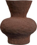 Modern Textured Ceramic Vase, Speckled Light Gray, Curved Hourglass Shape (Brown)