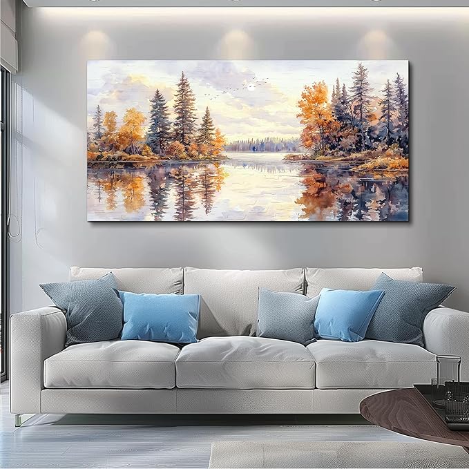 PHAOHUAXM Large Natural Landscape Wall Art For Dining Room Apartment Abstract Ink Landscape Painting Wall Decoration Living Room Bedroom Office Artwork Pictures Home Decoration Aesthetics 30x60 In