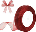 3/4 Inch x 50 Yards Sheer Organza Ribbon Chiffon Ribbon for Gift Wedding Flower Bouquet Wrapping Decorations Crafts (Wine red)