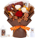 Lewondr Flower for Delivery, Preserved Flowers Bouquet, White Roses Bouquet, Real Long-Lasting Forever Birthday Flowers Gifts for Her Best Friend Mothers Day Christmas Graduation, White-Orange