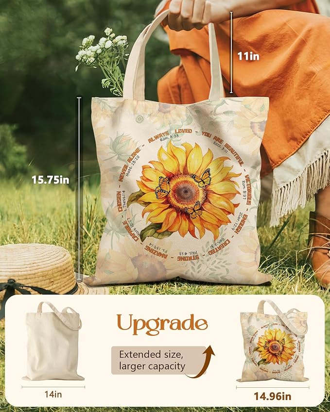 Aesthetic Tote Bag for Women- with Magnetic Buckle and Zipper Inner Pocket Cloth Cotton Canvas Tote Bags