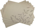 Gugrida Place Mats PVC Set of 6, Table Placemats Set of 6 PVC Washable Woven Vinyl Place Mats Heat Insulation Top Meal Mat Table Mats Natural Color (6 pcs, Gold Leaves), 18 x 12 inches