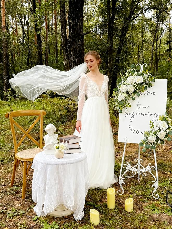 Pack of 2 Wedding Arch, Artificial Flowers, Wedding Decor，Flower Garland Be Suited to Banquet, Party, Reception Entrance Welcome Sign and Background Decoration (Starry Sky)