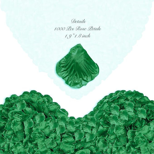 1000Pcs Rose Petals, Artificial Flower Petals Fake Silk Red Rose Petals for Romantic Night,Wedding,Proposal Anniversary Flower Decorations (Green)