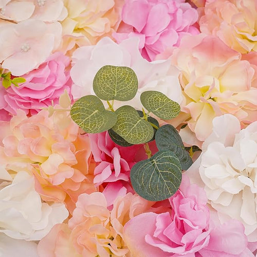 12PCS Flower Wall Panels, 3D Silk Floral Wall Backdrop, Realistic Pink Rose Flower Backplanes, Roll Up Fake Flower Background for Valentines Wedding Party Home Decoration