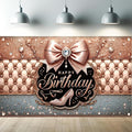 Happy Birthday Backdrop Banner Pink High Heels Birthday Photo Backdrop Photography Background Glitter Diamond Decorations Girl Sweet Party Banner Photo Booth 71 x 43 Inch