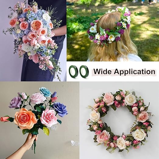 12 Rolls 1/2 Inch 30 Yard Green Floral Tape for Bouquet Stem Wrapping - Adhesive, Waterproof and Flexible (Dark Green)