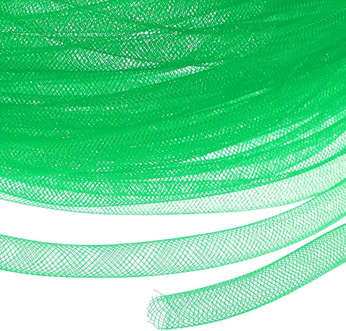 Mesh Tube Ribbon 25 Yards, 10mm Elastic Fabric Ribbons Mesh Tubing for Crafts/Gift Wrapping/Flower Bouquets/Wedding/Birthday/Holiday/Wreaths Christmas/Decoration[Fruit Green]