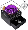 Gifts for Mom Birthday, Preserved Real Purple Rose with Necklace, Eternal Roses Forever Flowers Gifts for Women Girlfriend Mom Grandma Wife Mother's Day Birthday Anniversary