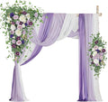 Wedding Arch Flowers with Drapes Kit (Pack of 5) - 2pcs Artificial Lilac & Cream Deluxe Swag with 3pcs Hanging Drapes for Wedding Ceremony Arbor Reception Backdrop Rose Floral Decorations