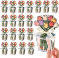Tizee 3D Floral Gable Boxes with Ribbon - Mini Gift Bags for Party Favors, Birthday, Wedding, Mothers Day, Cookies, Candy, and More (20 Pack)