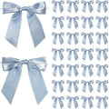 Dusty Blue Satin Ribbon Twist Tie Bows 5 Inch Pre-Tied Blue Gift Bows for Crafts, Treat Bags, Party Favors, Wedding, Baby Shower, Candy Apple, Christmas Tree (36 Pack)