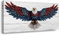 Bald Eagle Canvas Wall Art American Eagle Wall Décor -American Bald Red Blue Flag Canvas Wall Art Usa Independence Day Prints Painting Ready to Hang for Living Room, Bedroom, Office, Dorm 46L" x 23W"