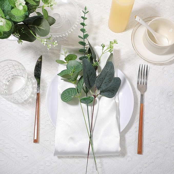 100pcs 4 Kinds Mixed Faux Eucalyptus Stems, Bulk Silver Dollar Artificial Eucalyptus Stems Green Faux Greenery Stems for Wedding Vase Bouquets Floral Arrangements