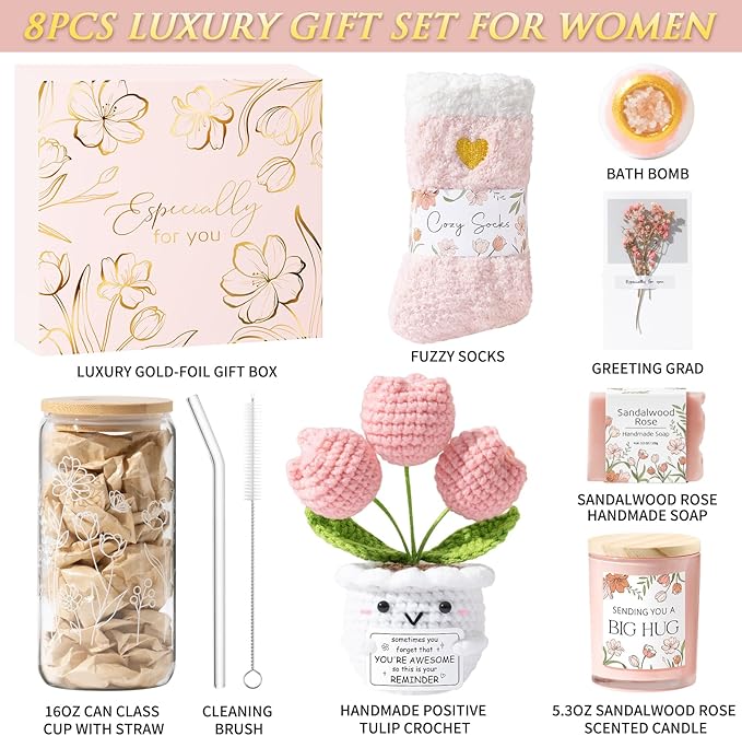 Birthday Gifts for Women Self Care Package Get Well Soon Gift Baskets, Thinking of You Inspirational Sympathy Spa Gift Baskets for Women, Unique Christmas Gifts Set for Best Friend Mom Sister Wife Her