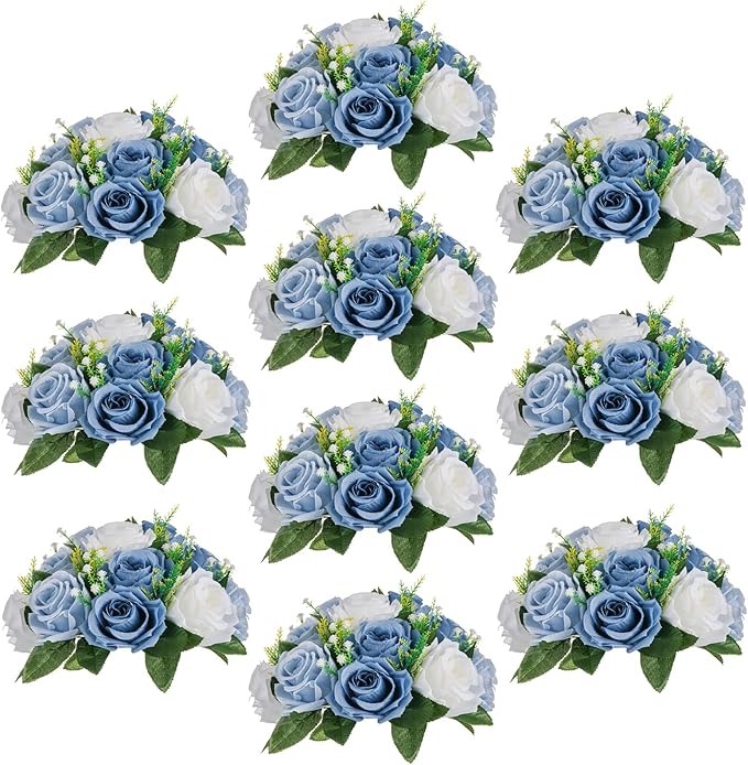 Sziqiqi Blue Flowers Artificial for Decoration Silk Kissing Balls for Wedding Bulk - Artificial Flower Ball Center Pieces Decoration for Table Floral Arrangement