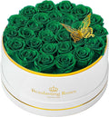 Preserved Roses Forever Flowers Real Roses in a Box Mother's Day Birthday Flowers for Her Mom Women Wife Valentine's Day, Green, 27 Piece