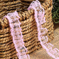10 Yards Pleated Organza Pink Lace Edge Gathered Mesh Trim Ribbon 0.9 Inches Vintage Edging Trimmings Fabric Laces Trim Sewing Crafts Lace for Gift Wrapping Dress Decoration Wedding Bouquet