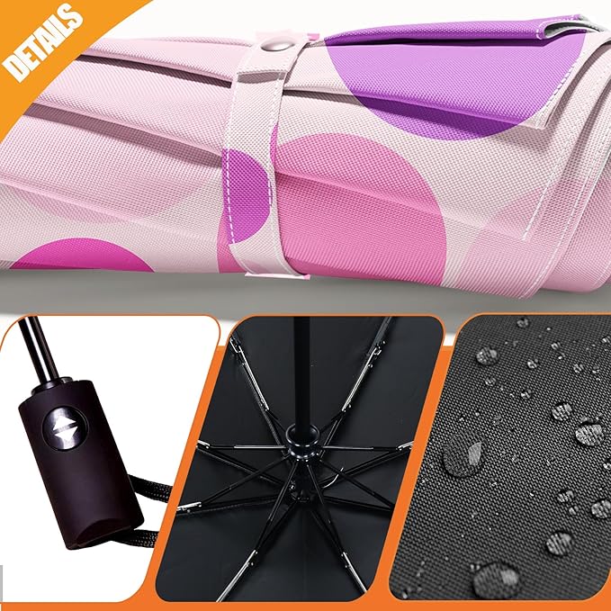 Small Compact Travel Automatic Folding Umbrella for Women, Portable Lightweight, Rain, Wind, UV Sun Shade