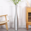 Leewadee Decorative Tall Floor Vase for Living Room Decor, 34 inches, Silver, Resin