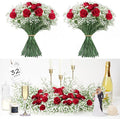 20Pcs Babys Breath Artificial Flowers Bulk, 12Pcs Fake Red Roses, DIY Wedding Flowers Bouquet, Realistic Faux Silk Flowers for Home Table Decor