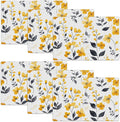 Farmhouse Yellow Flowers Placemats Set of 6, Rustic Floral Place Mats, Country Dining Table Mats, Washable Spring Placemats for Kitchen Dining Room Home Decor 18L'' × 12W''