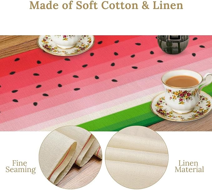 Watermelon Table Runner,Summer Fruit Tropical Birthday Party Decorations Dining Room Home Kitchen Table Decor 13 x 36In