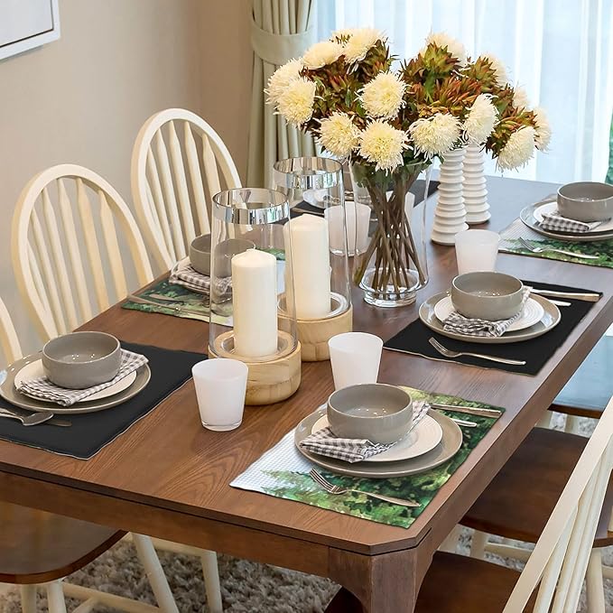 Green Forest Placemats Set of 4,Watercolor Tree Spring and Summer Kitchen Living Room Table Decor Dinner Mat 12x18 Inch 4 PCS, Style-8