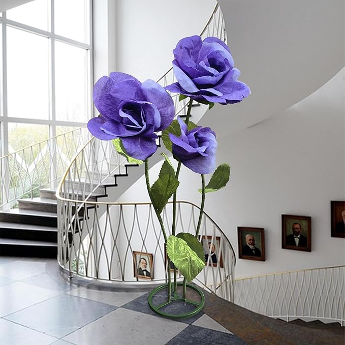 3pc Large Flowers Home Outdoor Decorations - Artificial Paper Large Flowers Adjustable Bendable Flower Decorations for Wedding Background Decor, Shop Window Display,Photography Props, Banquet (Purple)